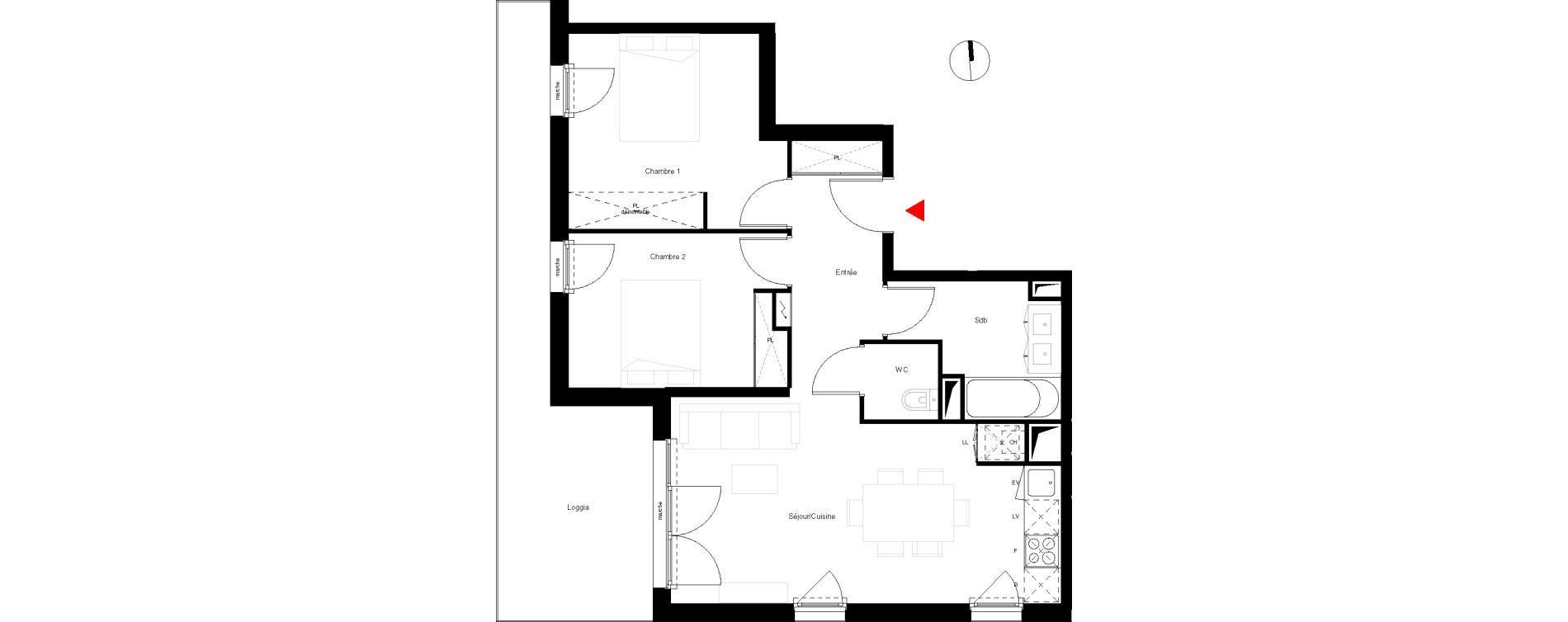 Appartement T3 de 59,50 m2 &agrave; Toulouse Trois cocus
