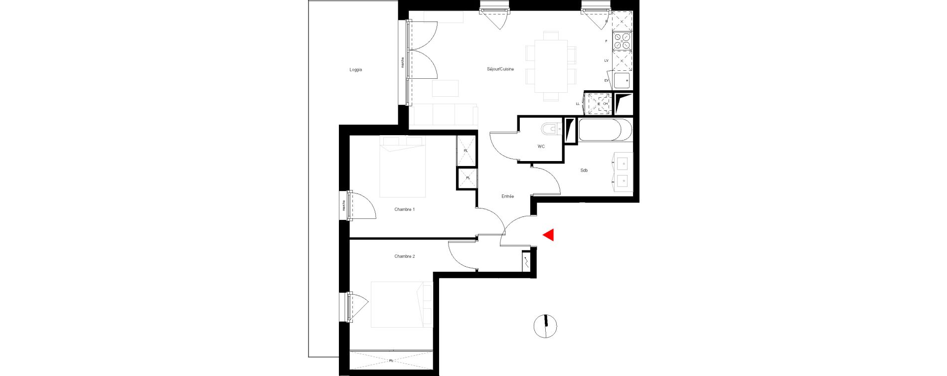 Appartement T3 de 60,02 m2 &agrave; Toulouse Trois cocus