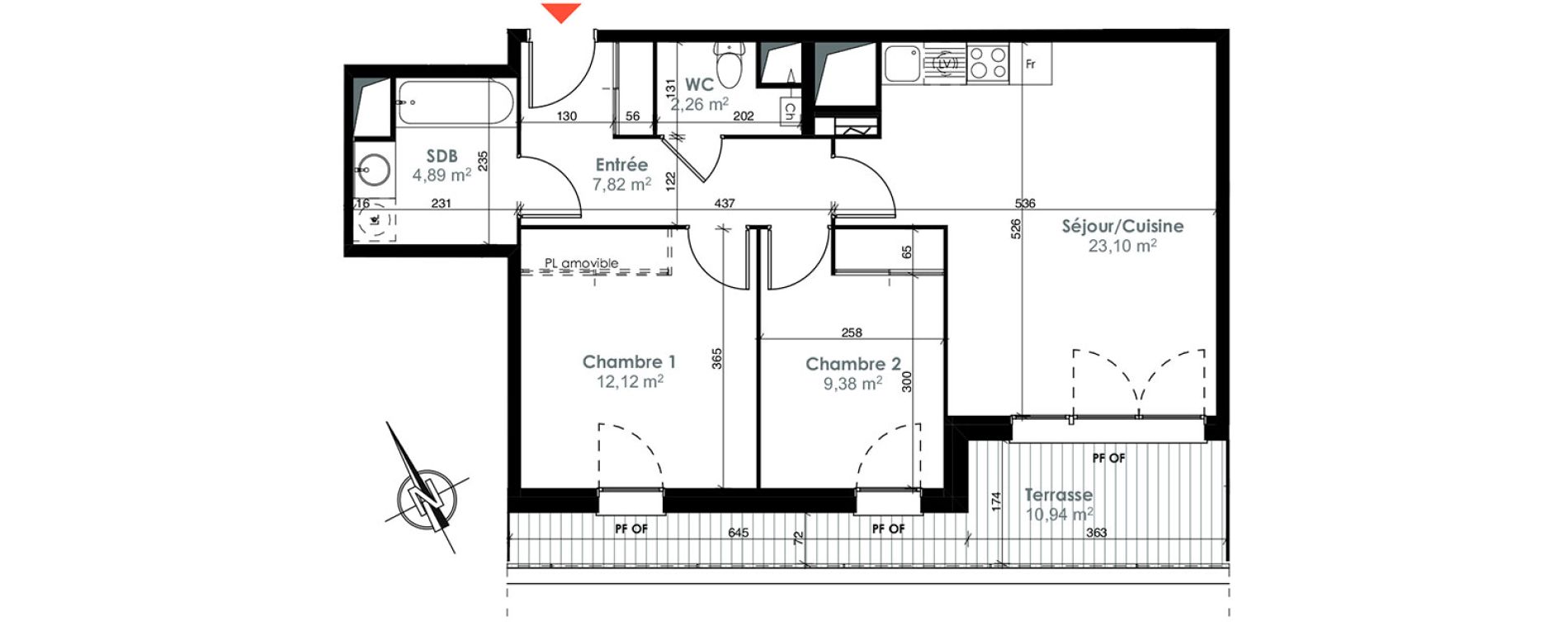 Appartement T3 de 59,57 m2 &agrave; Toulouse Ch&acirc;teau de l hers