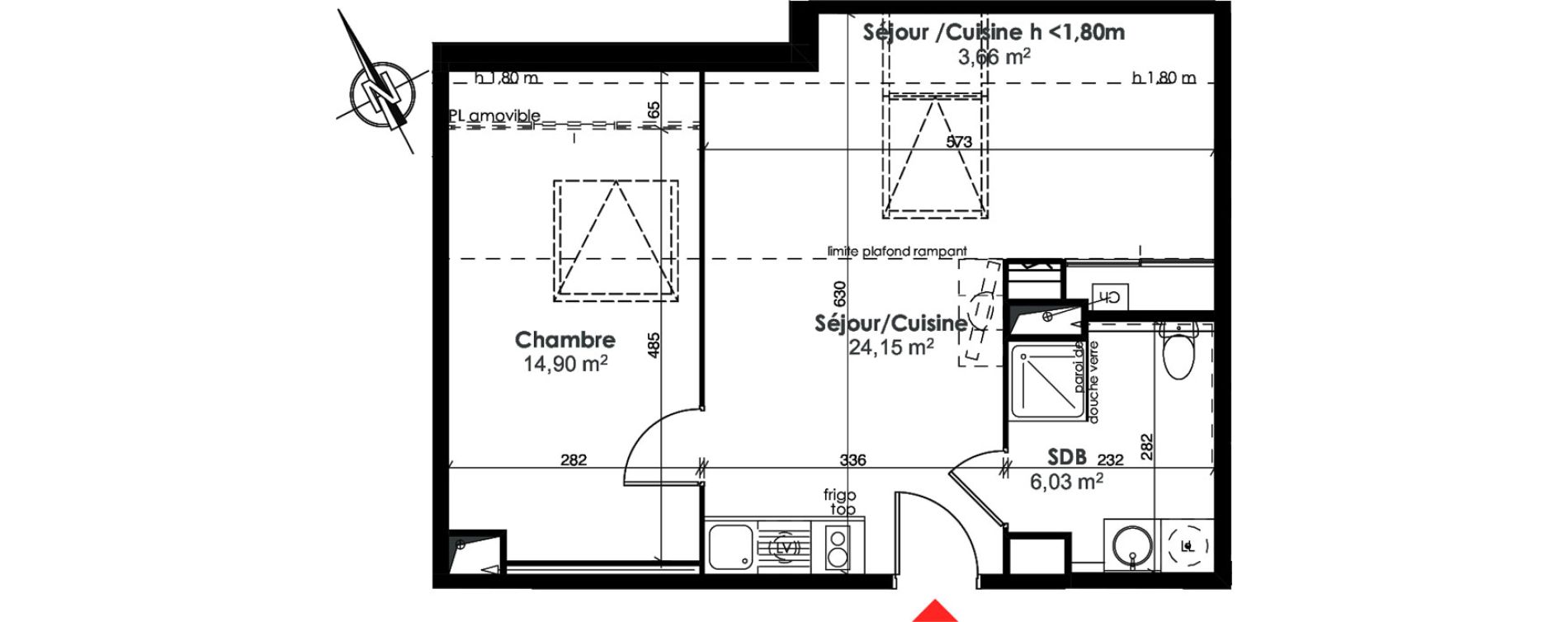 Appartement T2 de 45,08 m2 &agrave; Toulouse Ch&acirc;teau de l hers