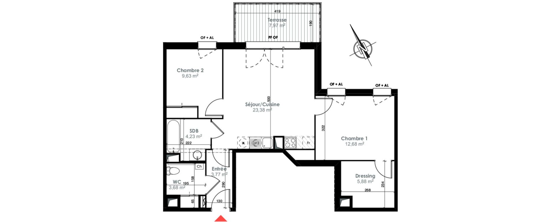 Appartement T3 de 63,25 m2 &agrave; Toulouse Ch&acirc;teau de l hers
