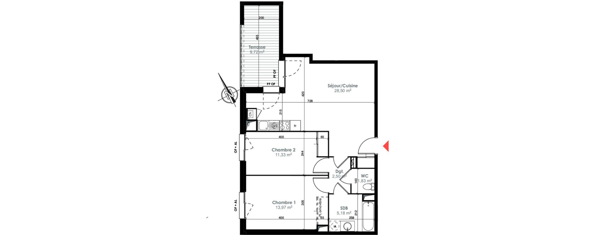 Appartement T3 de 63,31 m2 &agrave; Toulouse Ch&acirc;teau de l hers