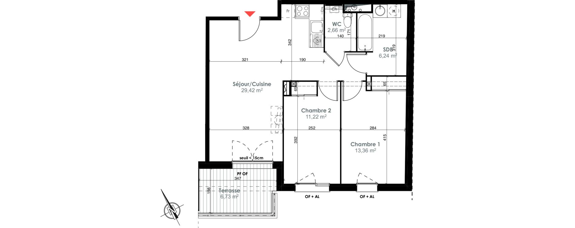 Appartement T3 de 62,90 m2 &agrave; Toulouse Ch&acirc;teau de l hers