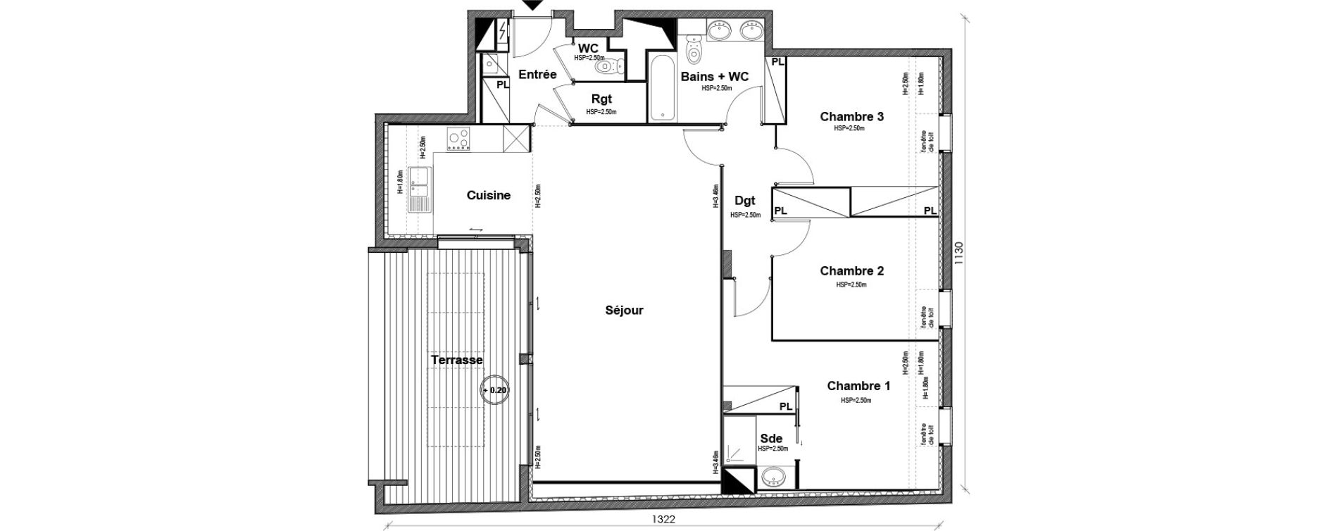 Appartement T4 de 106,40 m2 &agrave; Toulouse Rangueil