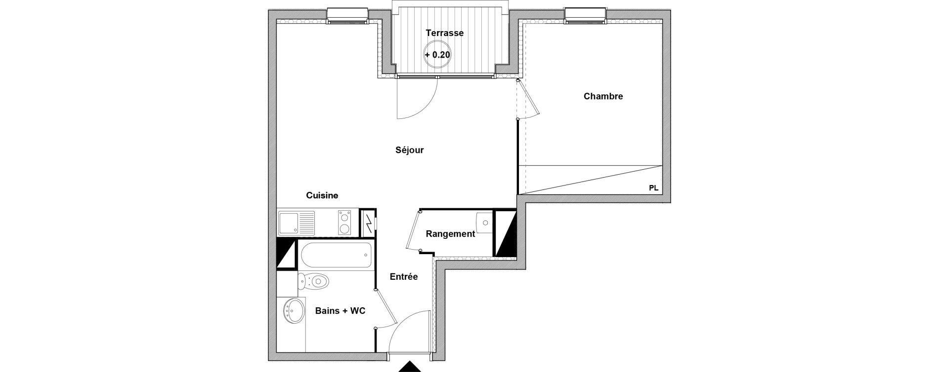 Appartement T2 de 42,23 m2 &agrave; Toulouse Rangueil
