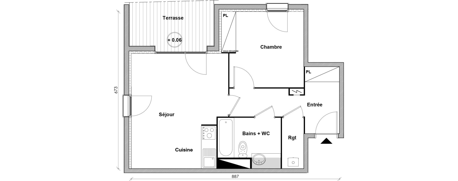 Appartement T2 de 45,22 m2 &agrave; Toulouse Rangueil