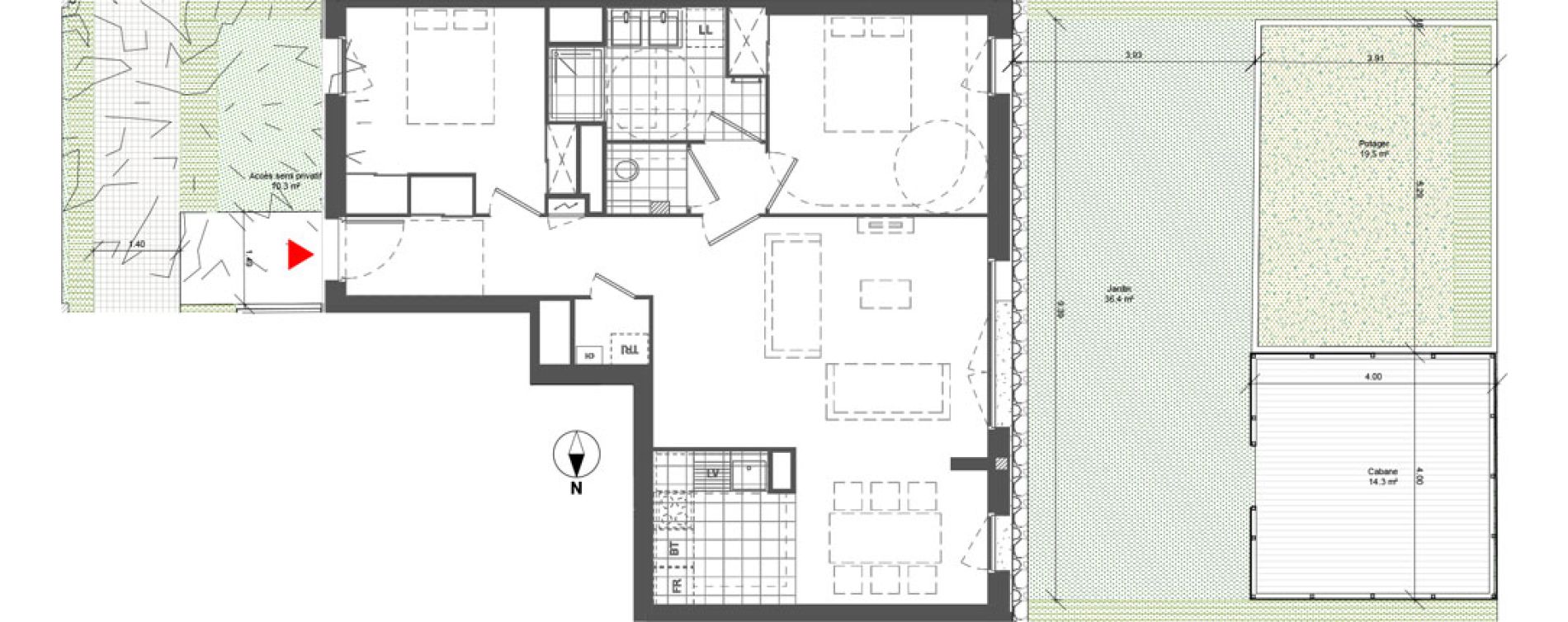 Appartement T3 de 74,00 m2 &agrave; Toulouse Ramassiers