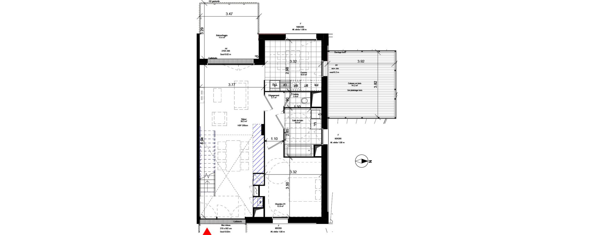 Duplex T5 de 114,70 m2 &agrave; Toulouse Ramassiers