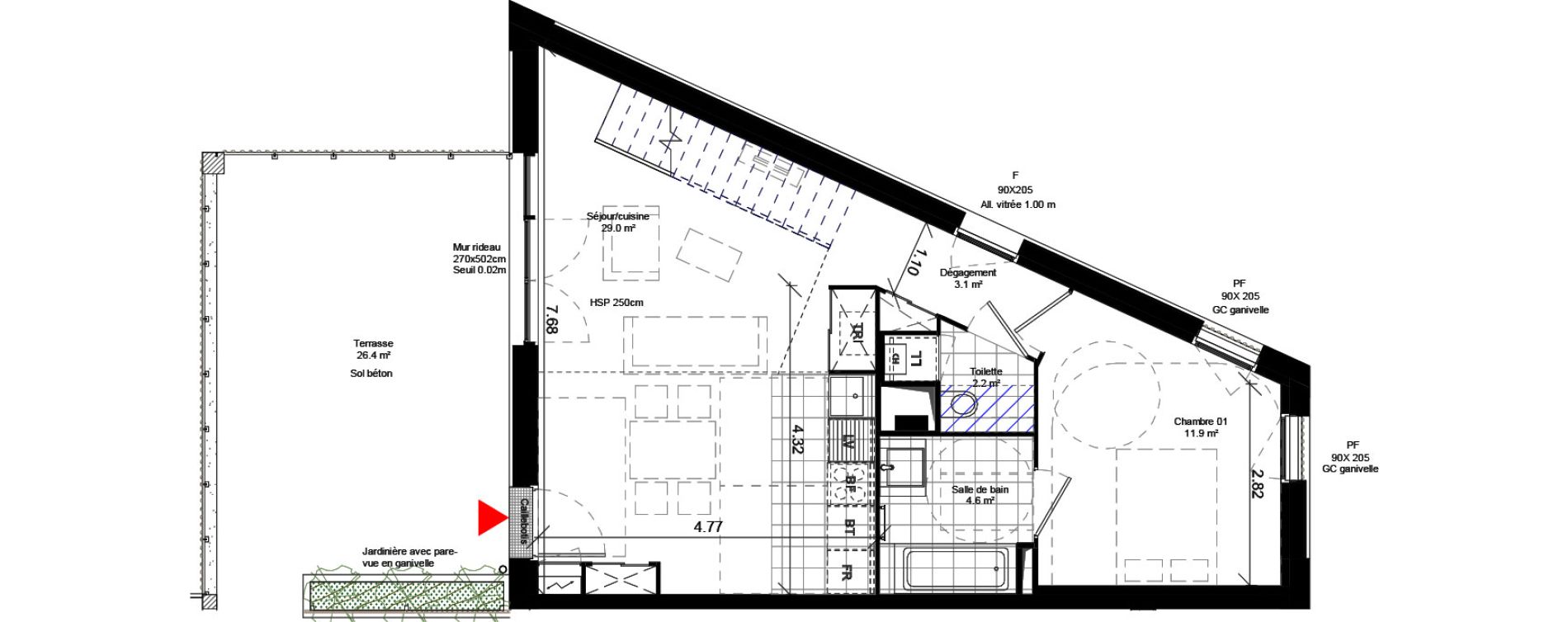 Duplex T4 de 89,00 m2 &agrave; Toulouse Ramassiers