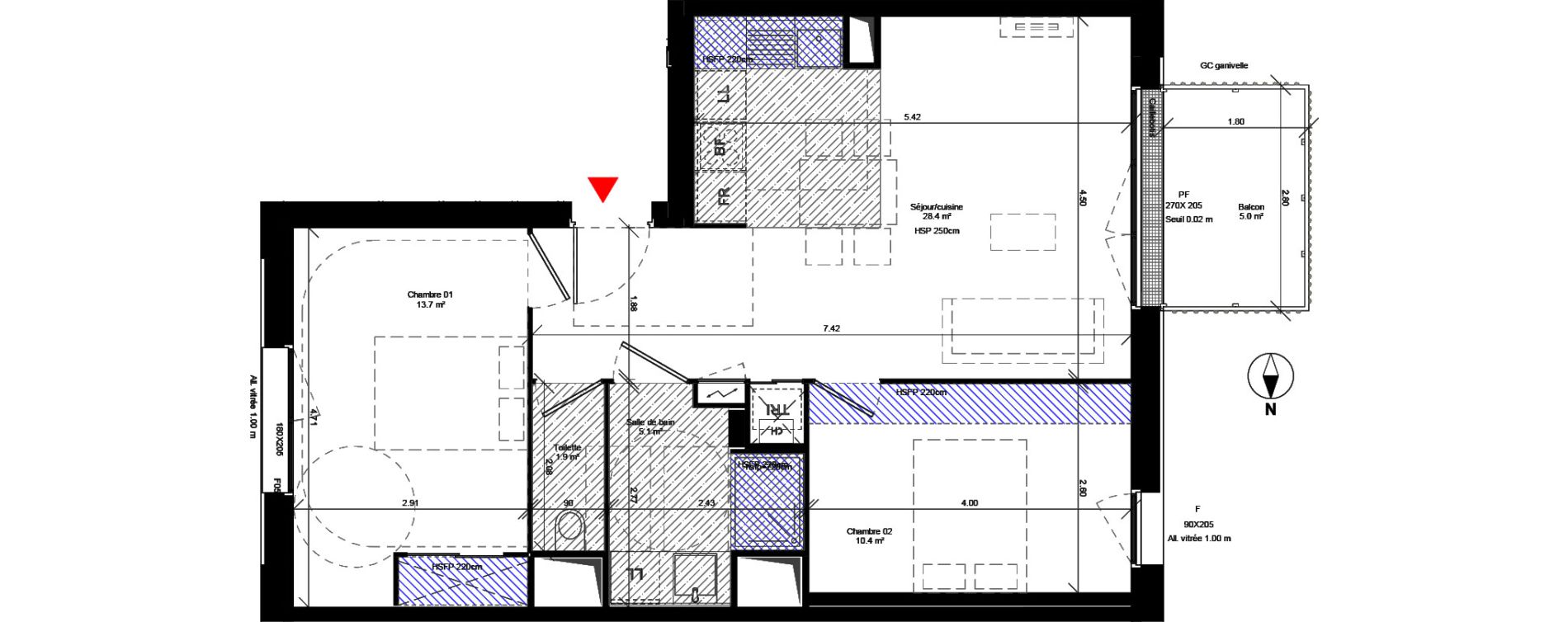 Appartement T3 de 59,50 m2 &agrave; Toulouse Ramassiers