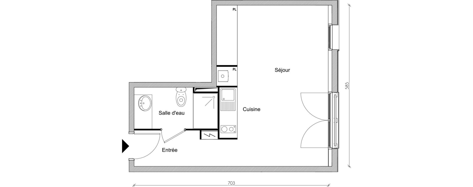 Appartement T1 de 31,47 m2 &agrave; Toulouse Saint-michel - le busca - empalot - saint-agne