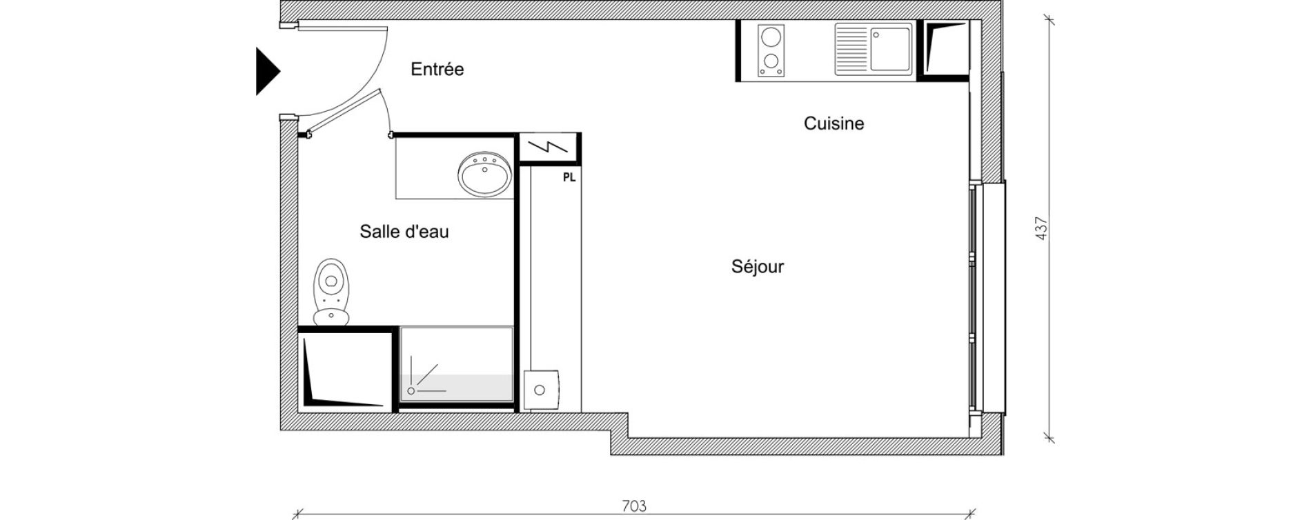 Appartement T1 de 27,85 m2 &agrave; Toulouse Saint-michel - le busca - empalot - saint-agne