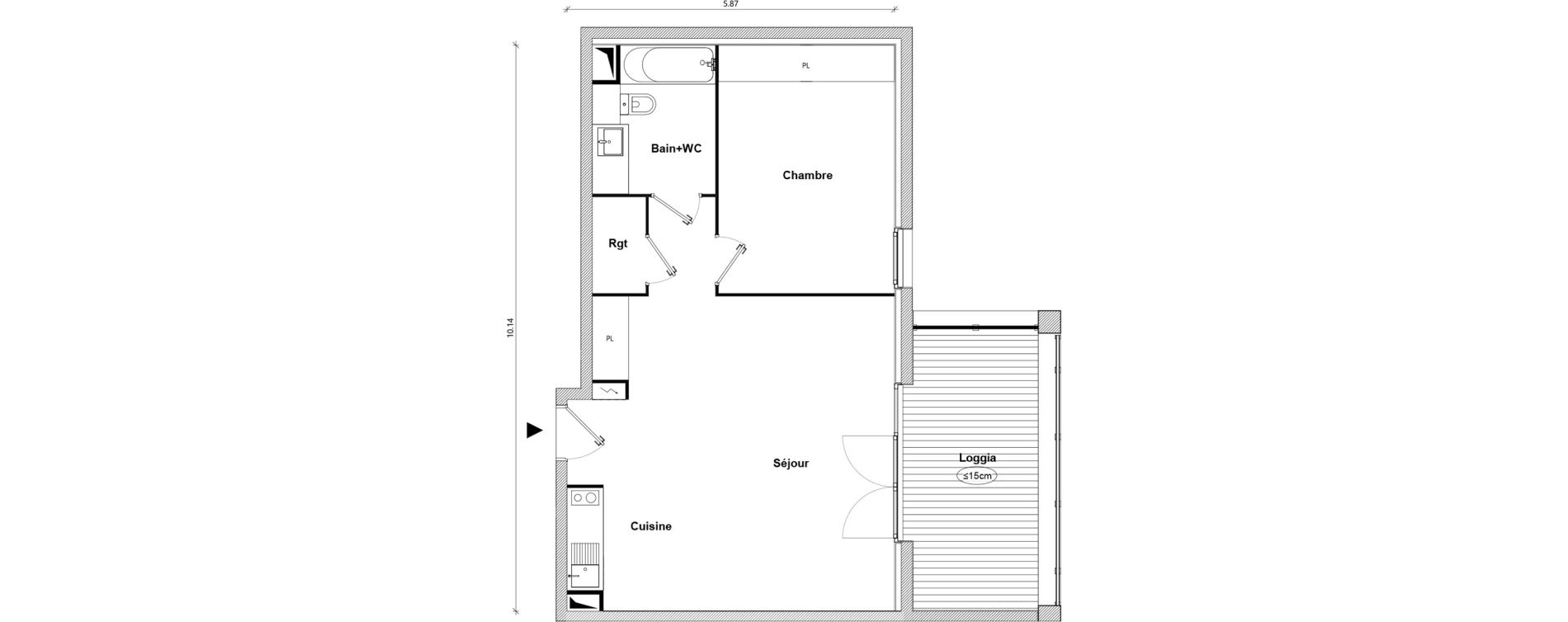 Appartement T2 de 55,13 m2 &agrave; Toulouse Empalot