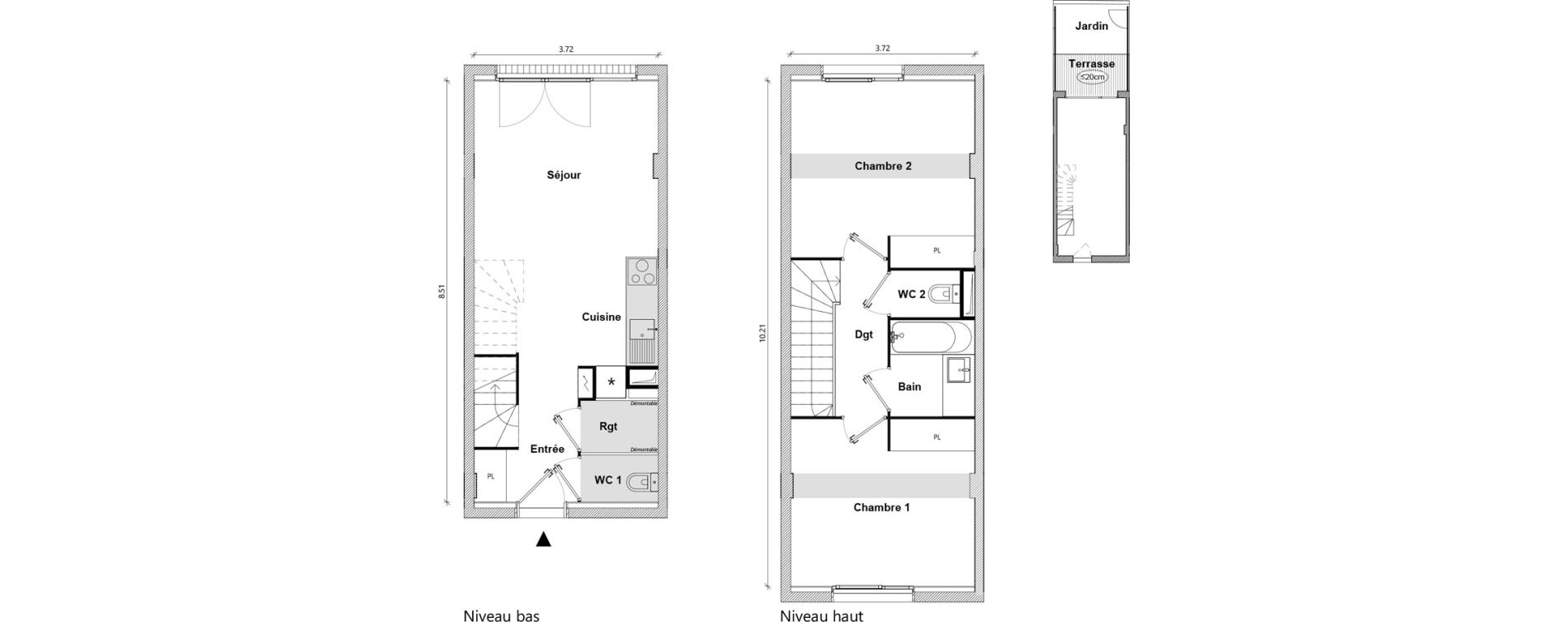 Duplex T3 de 62,74 m2 &agrave; Toulouse Empalot