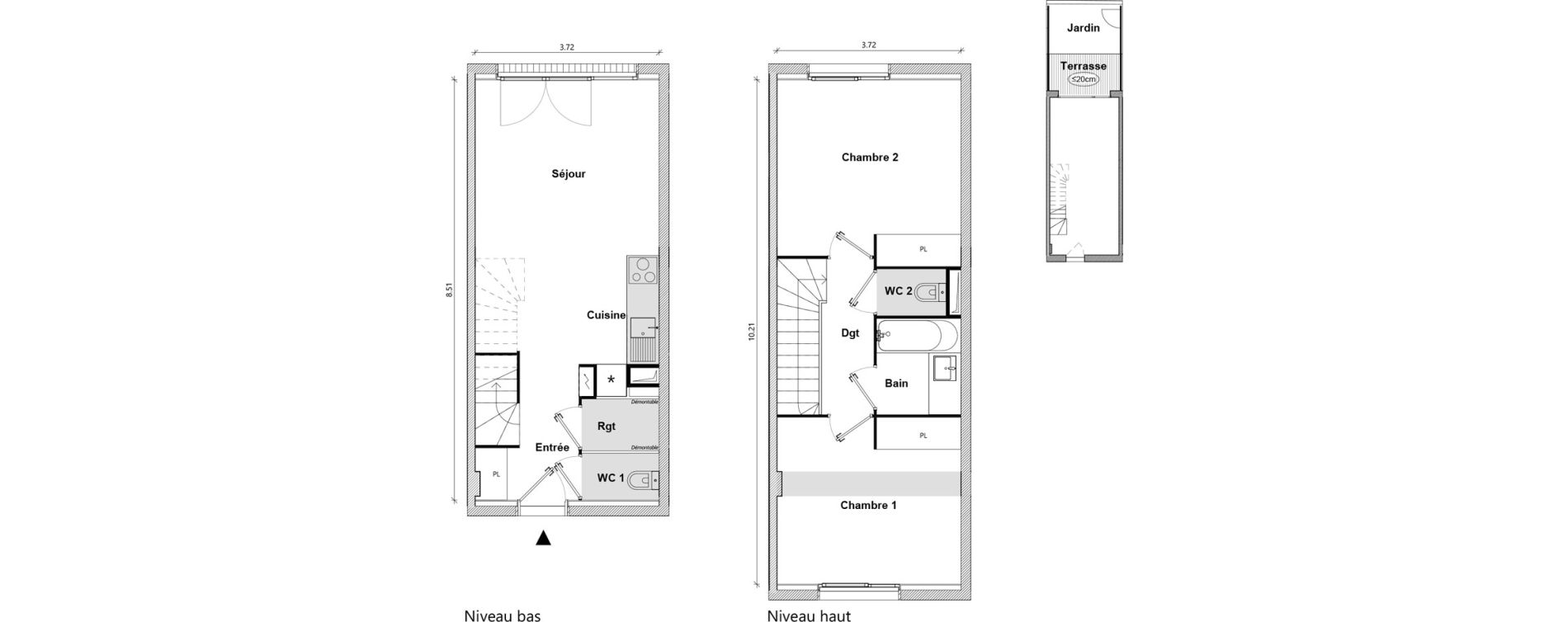 Duplex T3 de 62,74 m2 &agrave; Toulouse Empalot