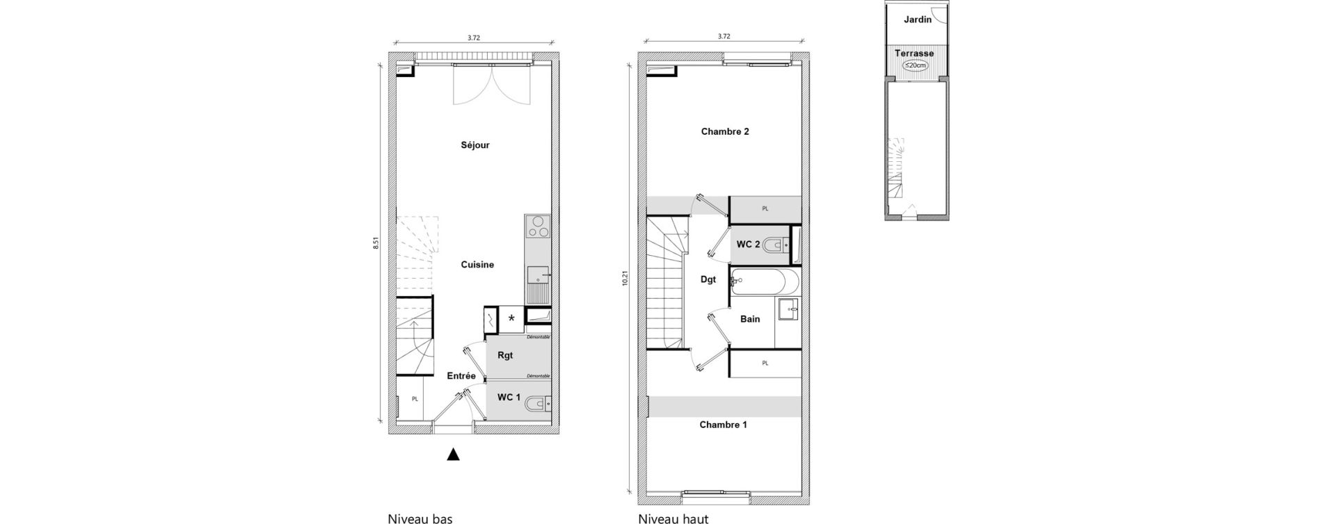 Duplex T3 de 62,52 m2 &agrave; Toulouse Empalot