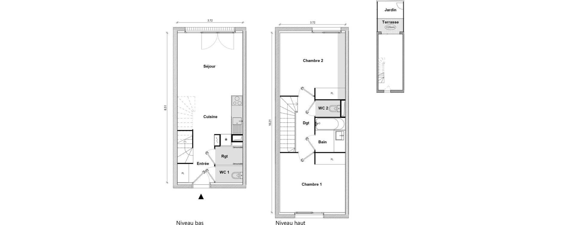 Duplex T3 de 62,84 m2 &agrave; Toulouse Empalot