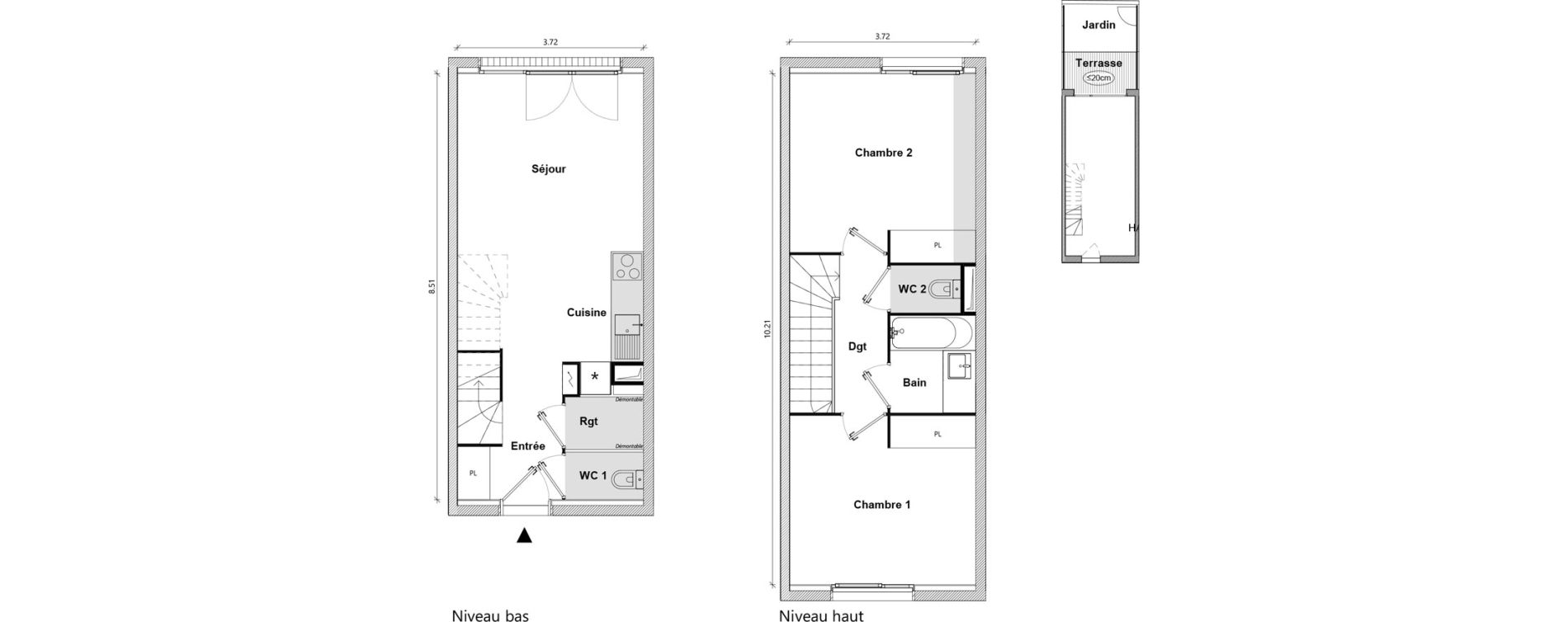 Duplex T3 de 62,84 m2 &agrave; Toulouse Empalot