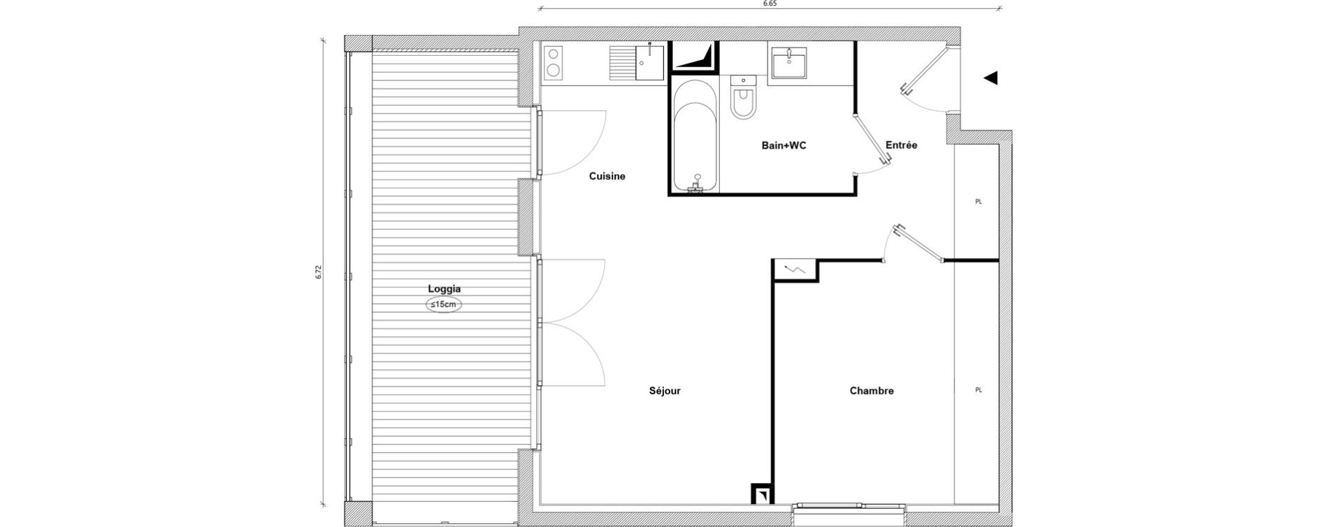 Appartement T2 de 42,22 m2 &agrave; Toulouse Empalot