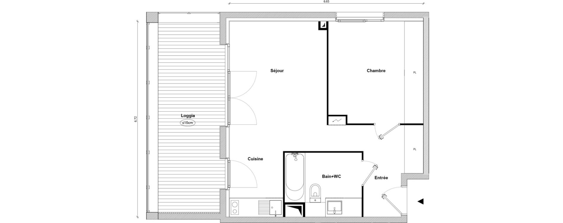 Appartement T2 de 42,22 m2 &agrave; Toulouse Empalot