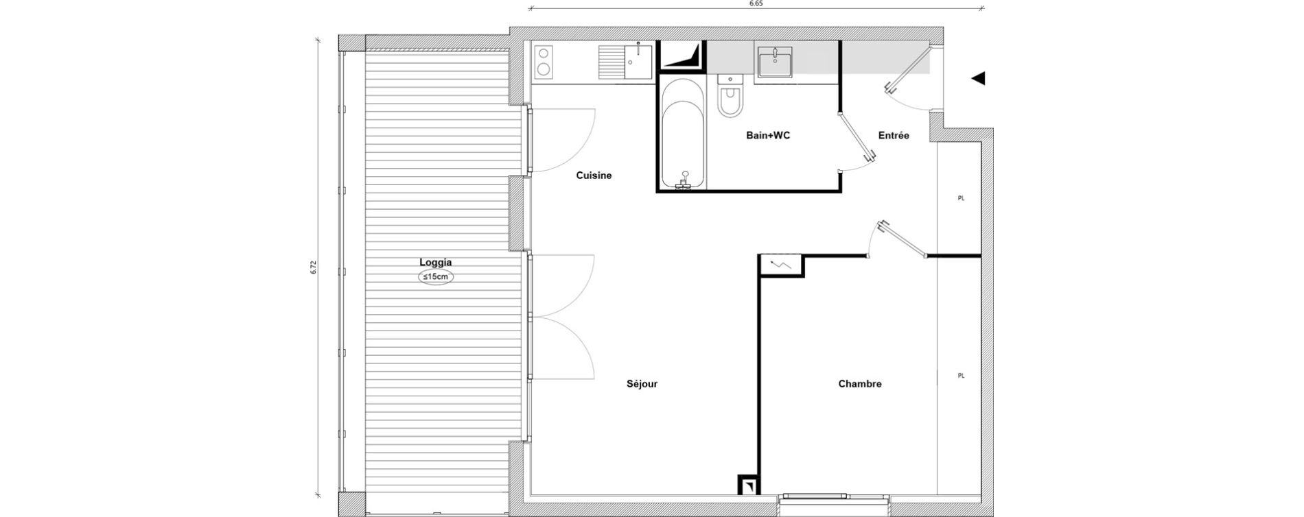 Appartement T2 de 42,22 m2 &agrave; Toulouse Empalot