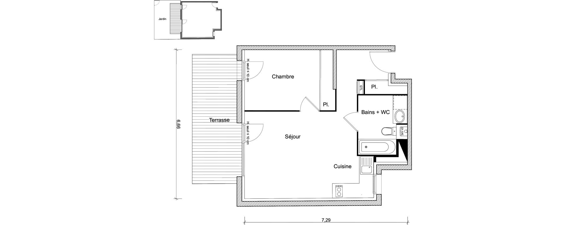 Appartement T2 de 42,49 m2 &agrave; Toulouse Lalande