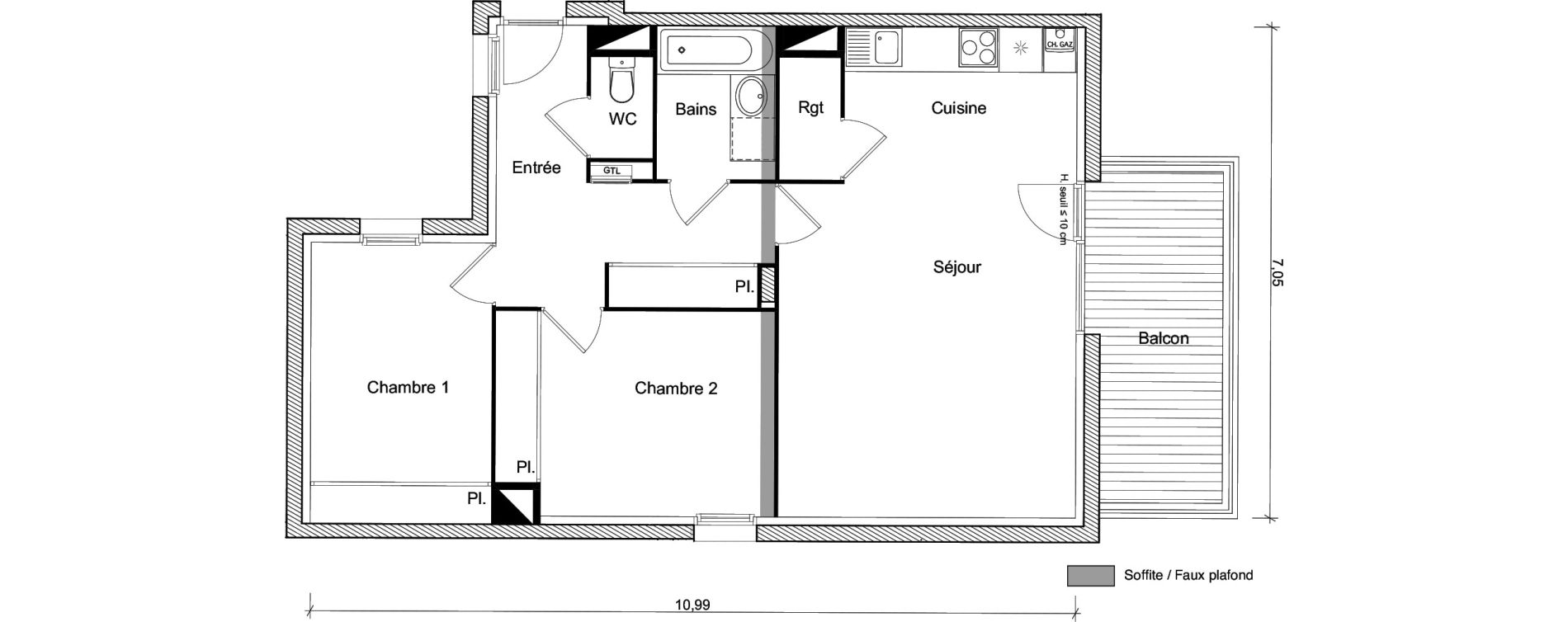 Appartement T3 de 66,34 m2 &agrave; Toulouse Lalande