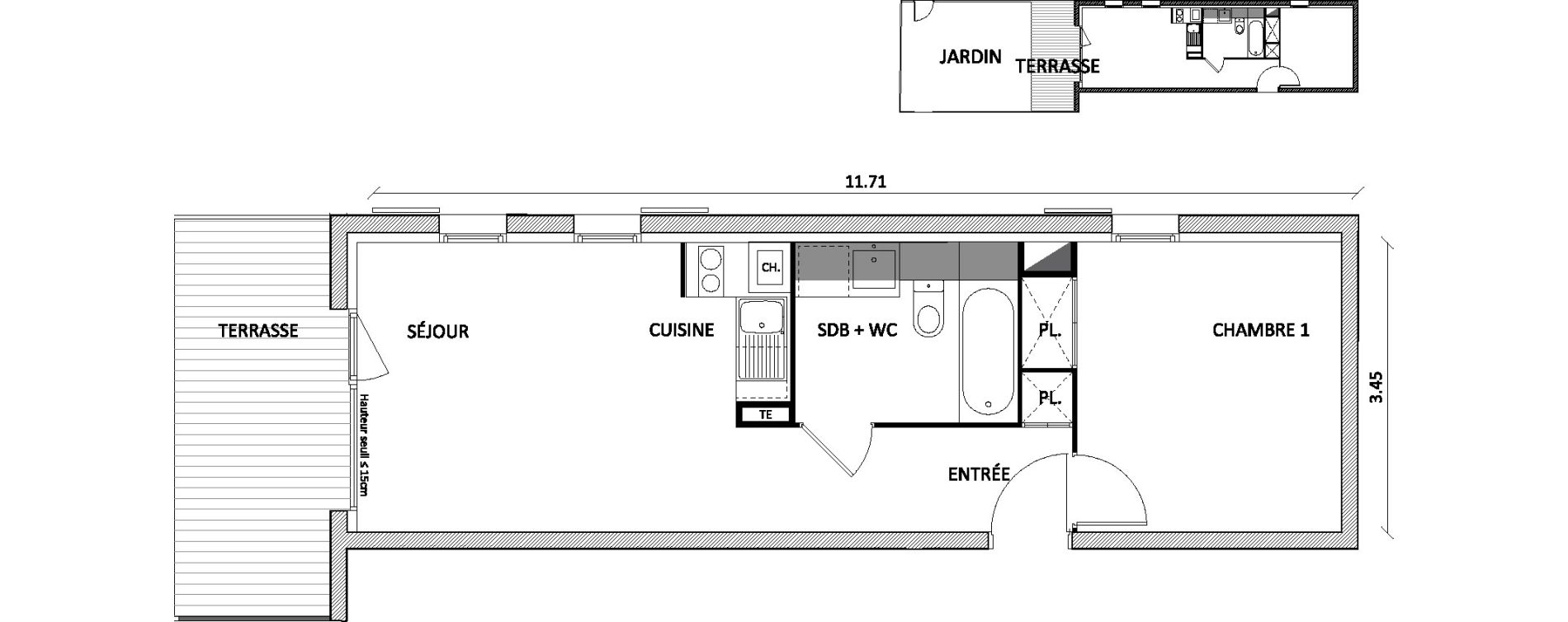 Appartement T2 de 39,00 m2 &agrave; Toulouse Barriere de paris