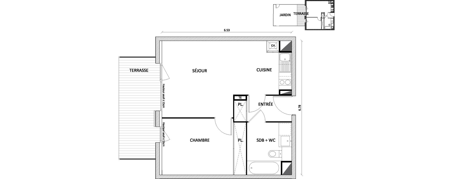 Appartement T2 de 42,45 m2 &agrave; Toulouse Barriere de paris