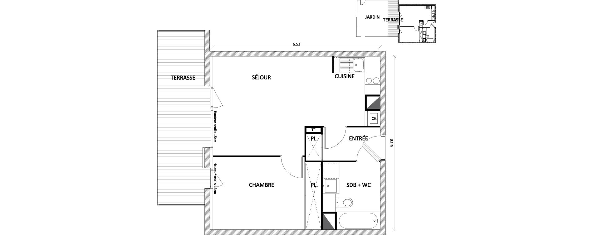 Appartement T2 de 42,65 m2 &agrave; Toulouse Barriere de paris