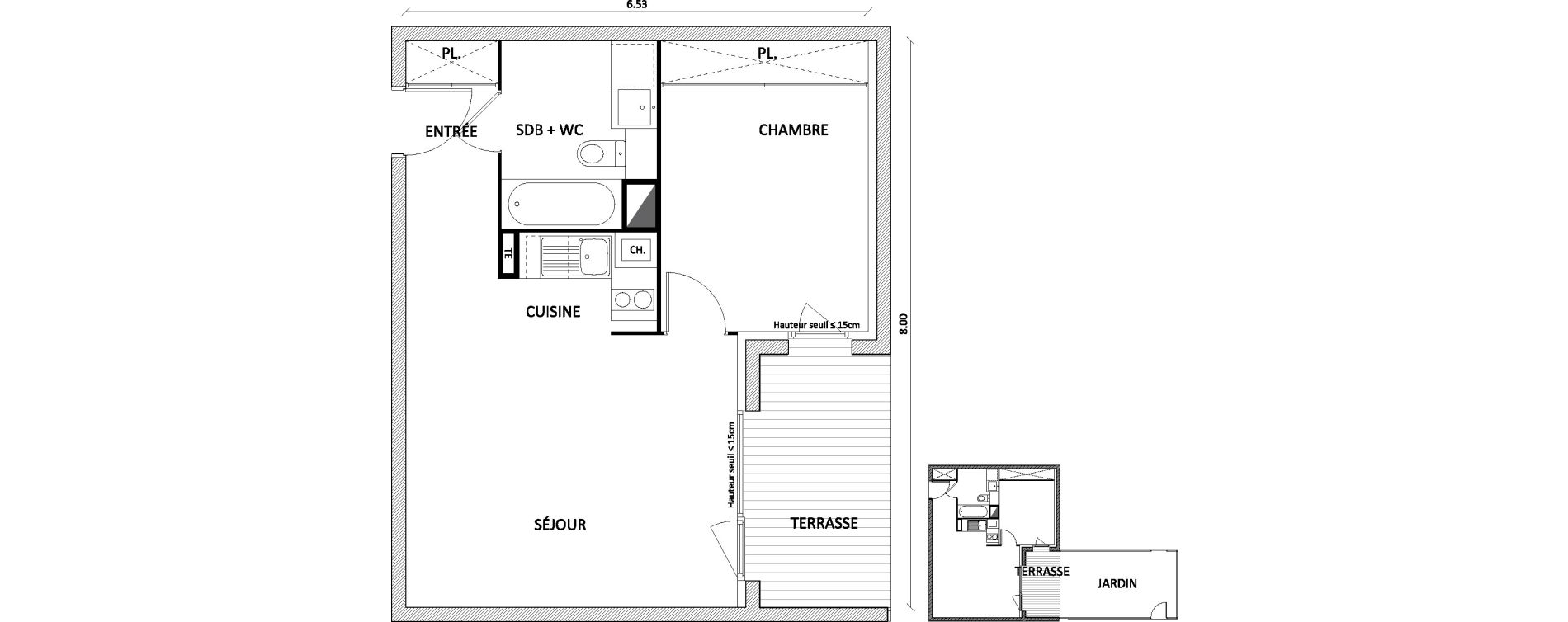 Appartement T2 de 44,00 m2 &agrave; Toulouse Barriere de paris