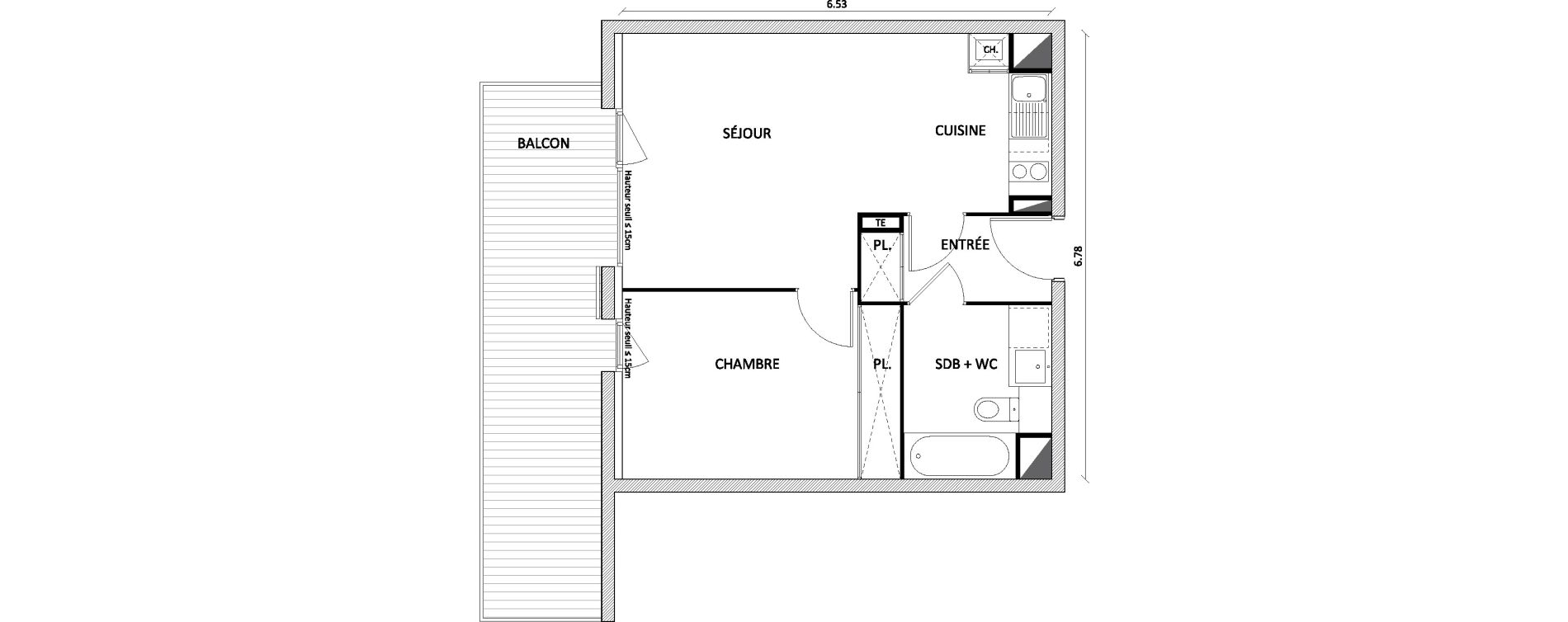 Appartement T2 de 42,45 m2 &agrave; Toulouse Barriere de paris
