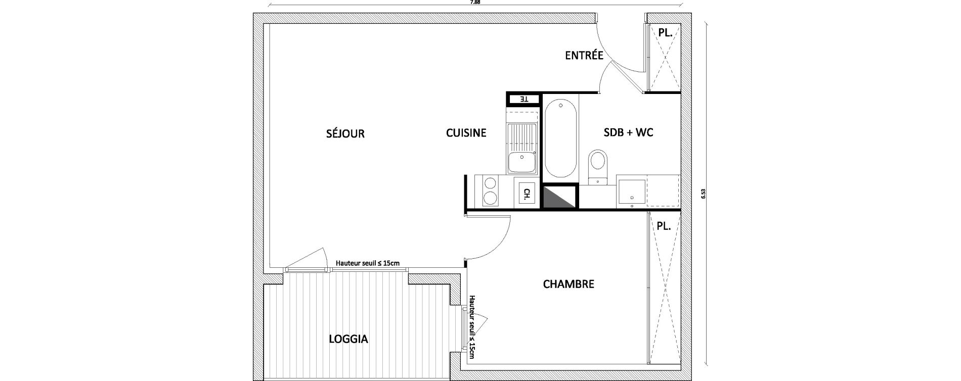 Appartement T2 de 43,45 m2 &agrave; Toulouse Barriere de paris