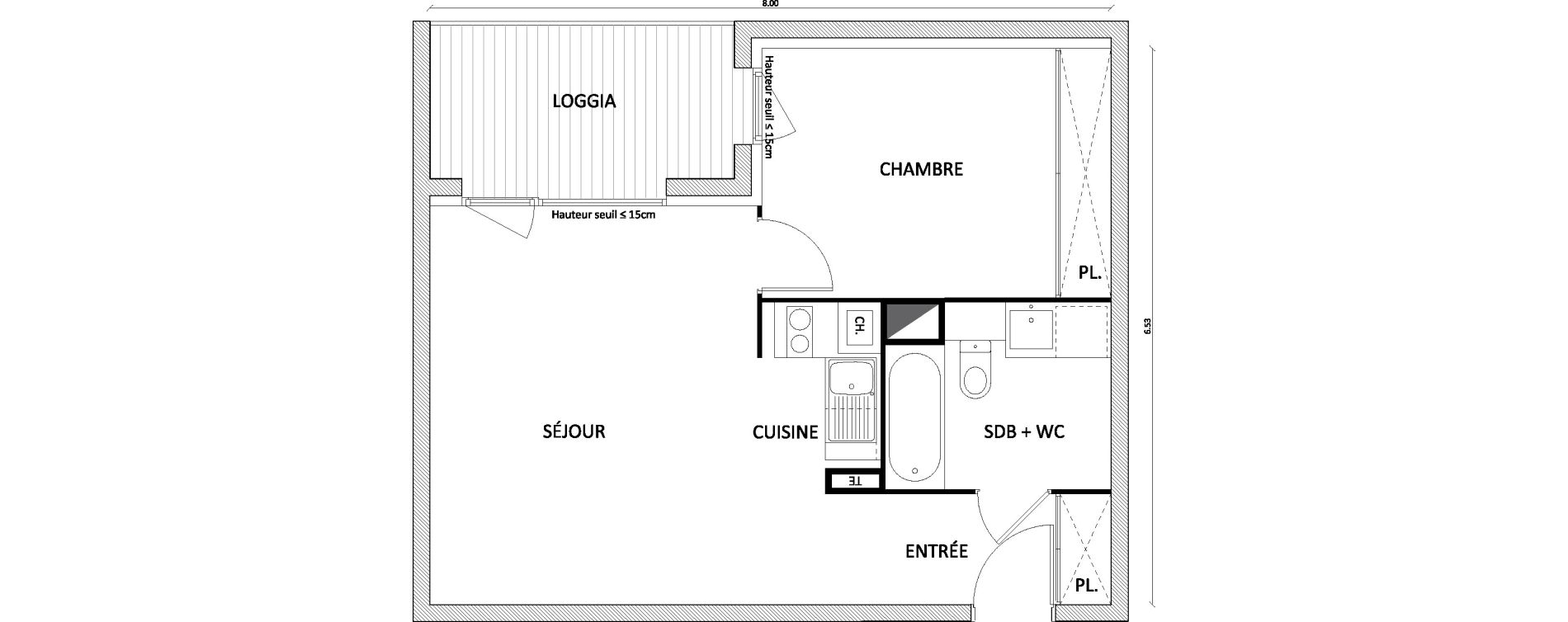 Appartement T2 de 44,00 m2 &agrave; Toulouse Barriere de paris