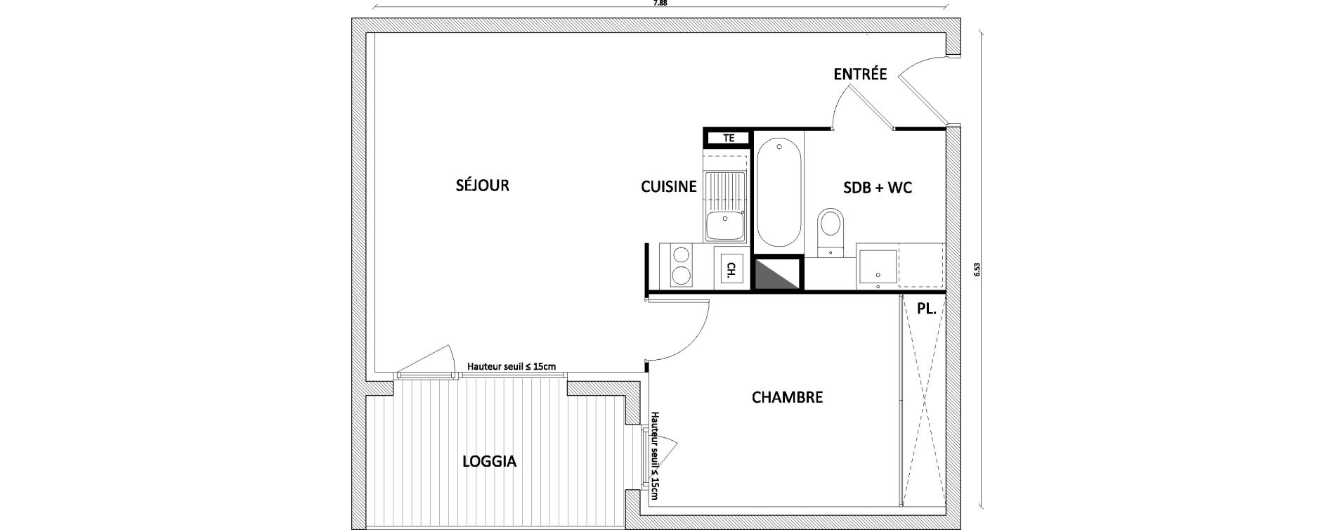 Appartement T2 de 43,40 m2 &agrave; Toulouse Barriere de paris