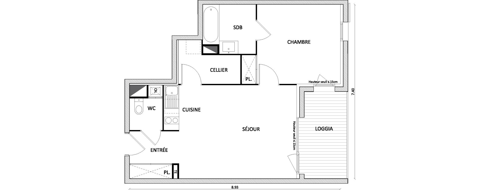 Appartement T2 de 48,30 m2 &agrave; Toulouse Barriere de paris