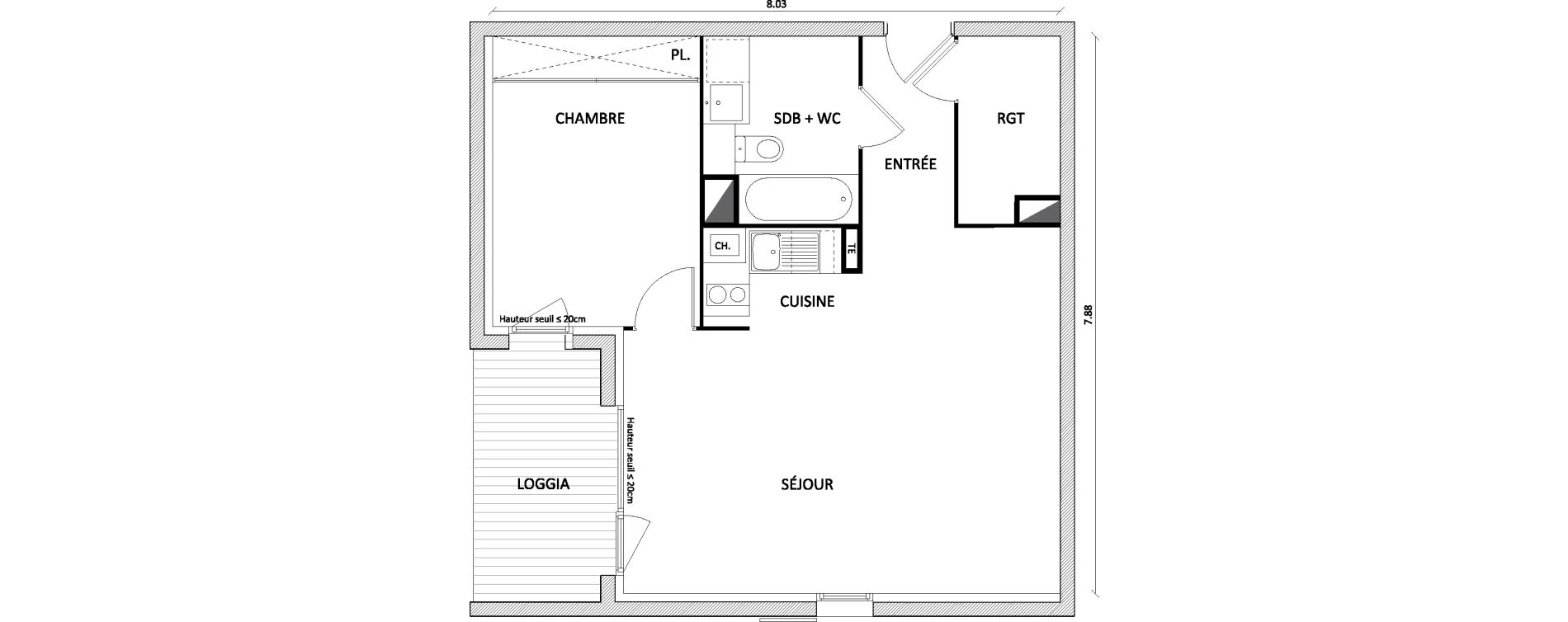 Appartement T2 de 54,80 m2 &agrave; Toulouse Barriere de paris