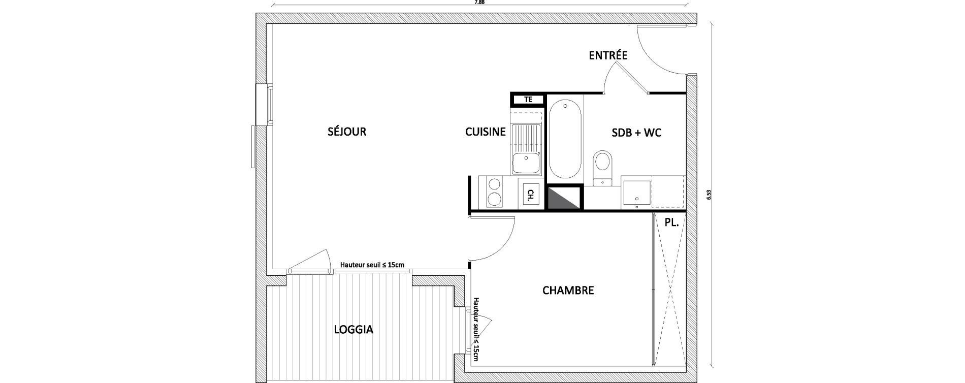 Appartement T2 de 43,40 m2 &agrave; Toulouse Barriere de paris