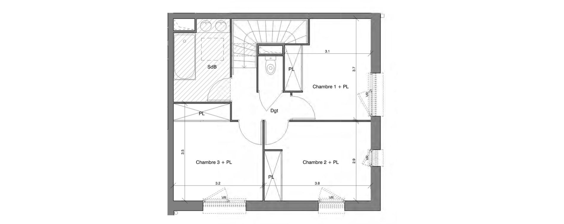 Duplex T4 de 83,03 m2 &agrave; Toulouse Lardenne