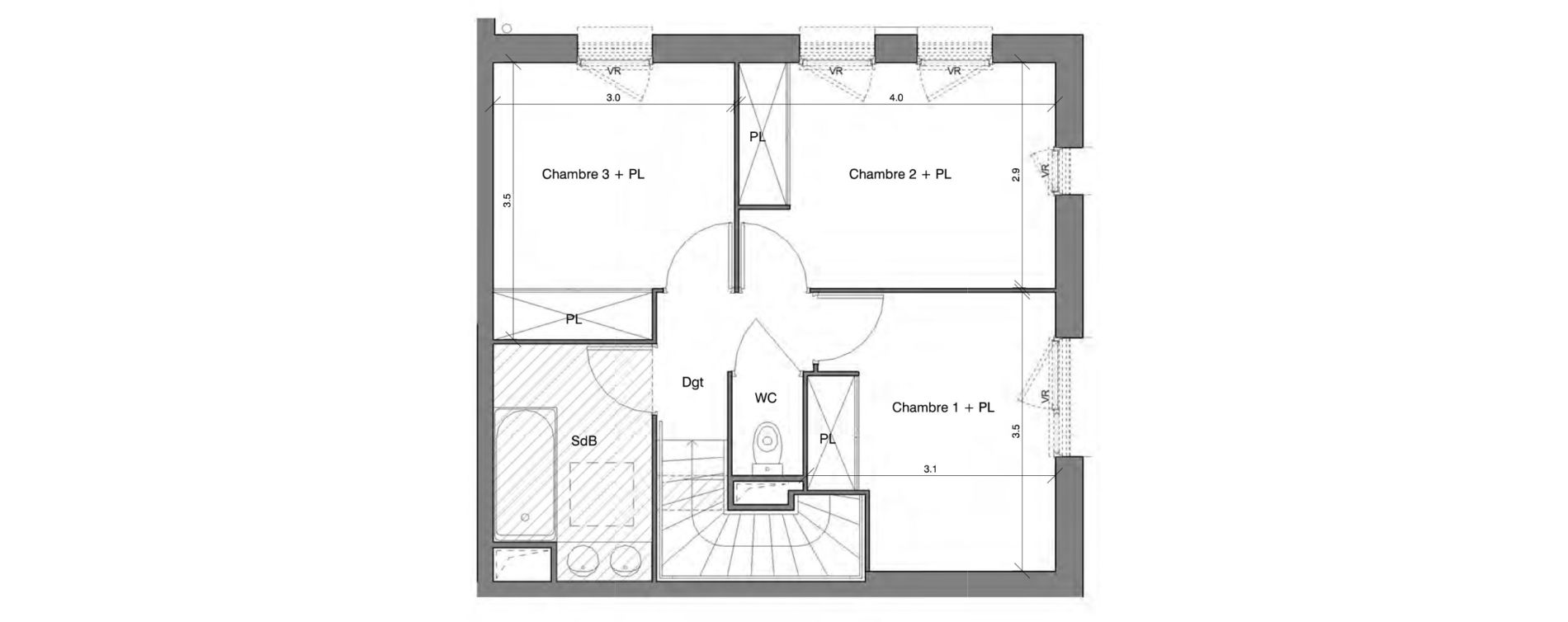 Duplex T4 de 82,38 m2 &agrave; Toulouse Lardenne