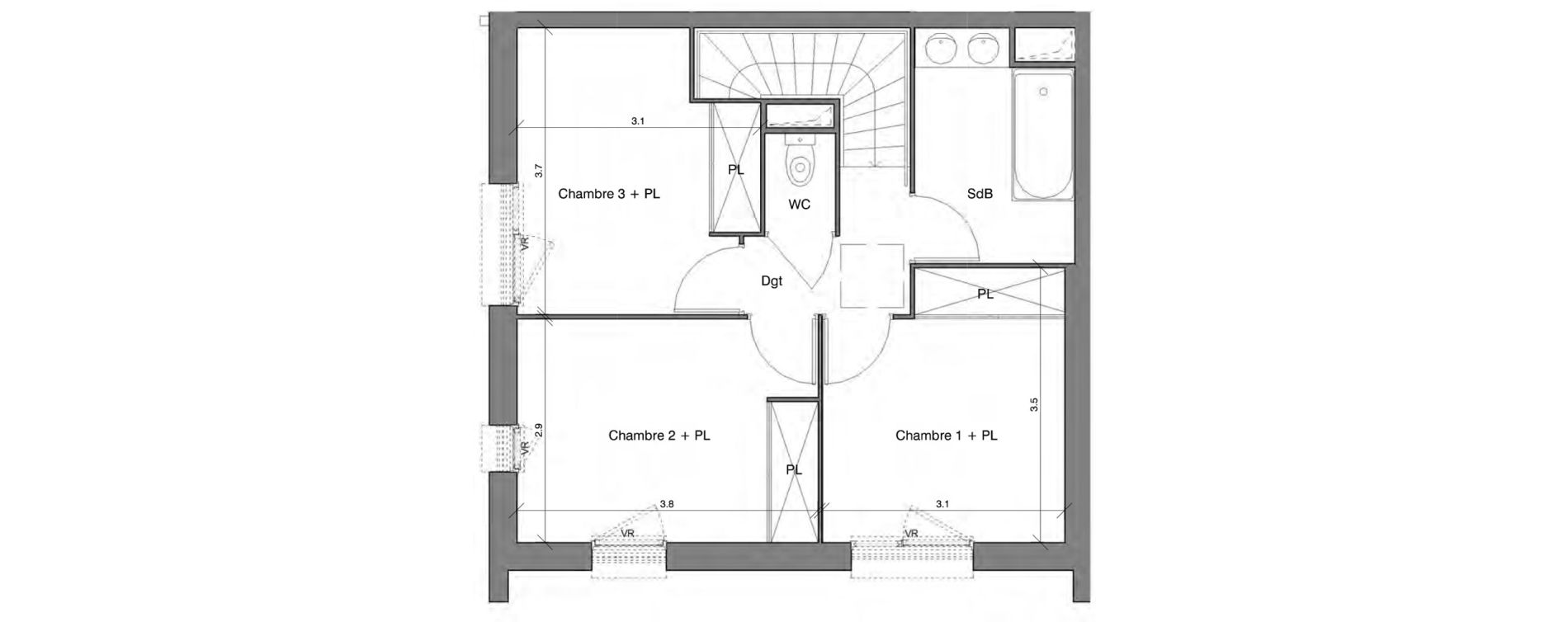 Duplex T4 de 82,23 m2 &agrave; Toulouse Lardenne