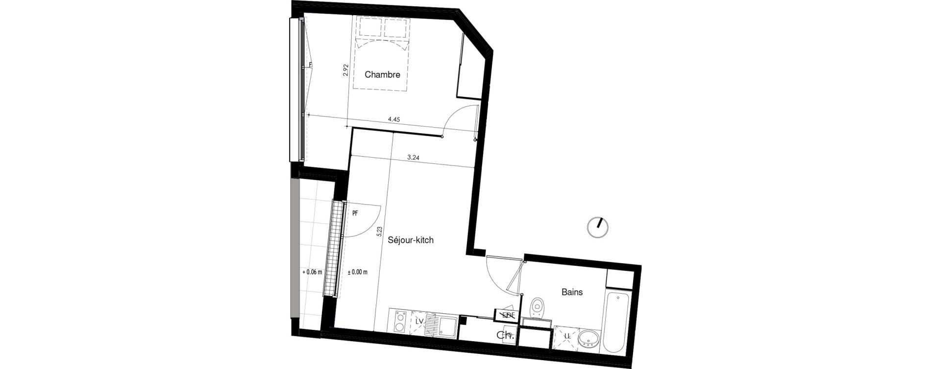 Appartement T2 de 40,88 m2 &agrave; Toulouse Honor&eacute; serres