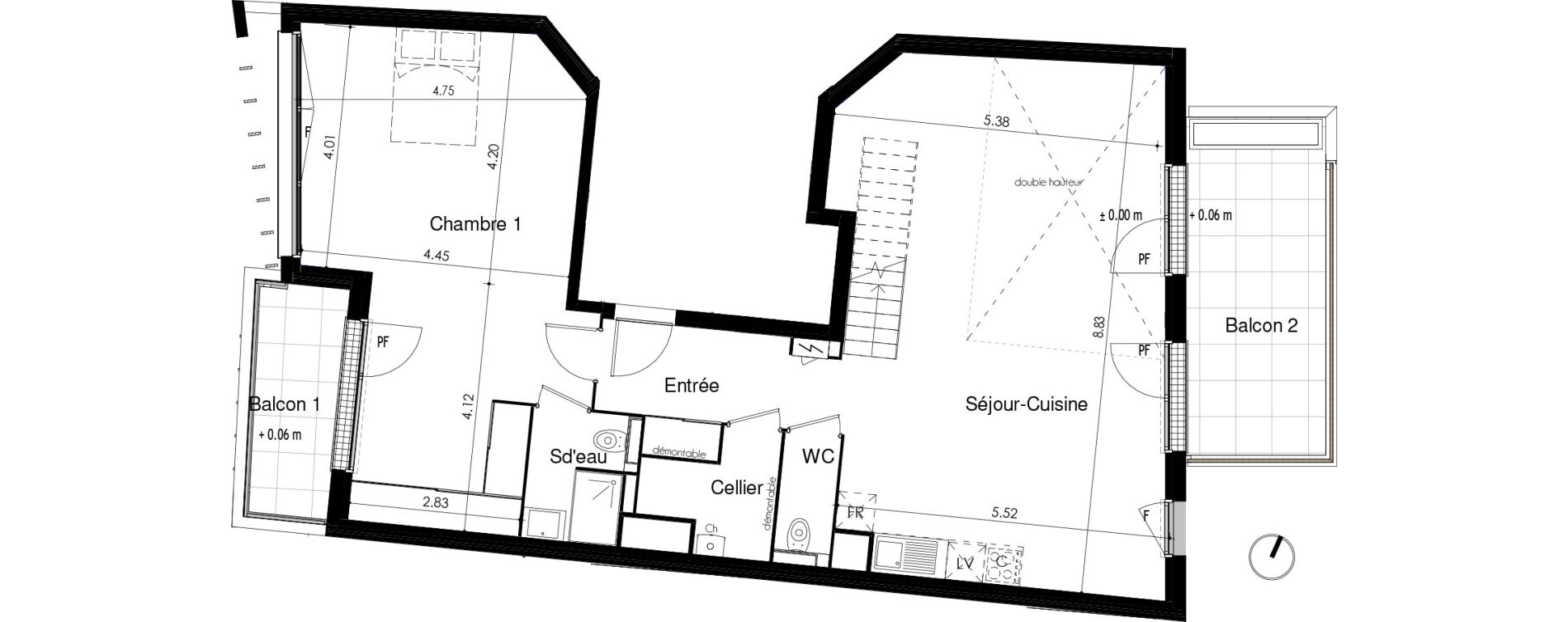 Duplex T5 de 143,60 m2 &agrave; Toulouse Honor&eacute; serres