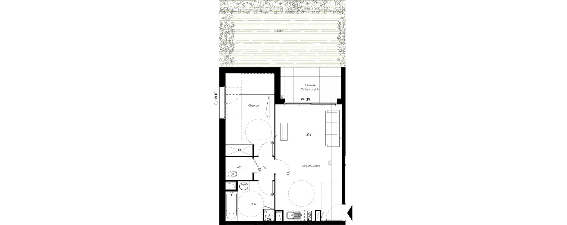 Appartement T2 de 48,52 m2 &agrave; Toulouse Les pradettes