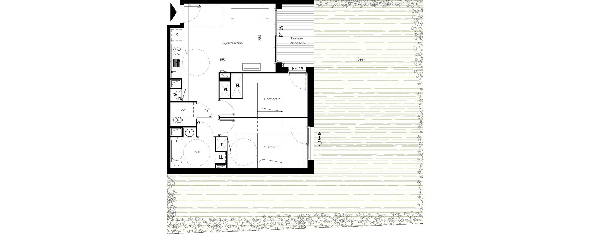 Appartement T3 de 60,08 m2 &agrave; Toulouse Les pradettes