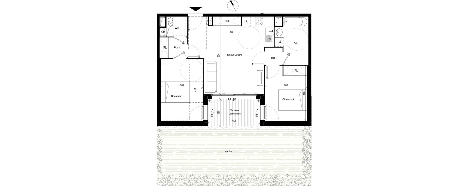 Appartement T3 de 60,09 m2 &agrave; Toulouse Les pradettes