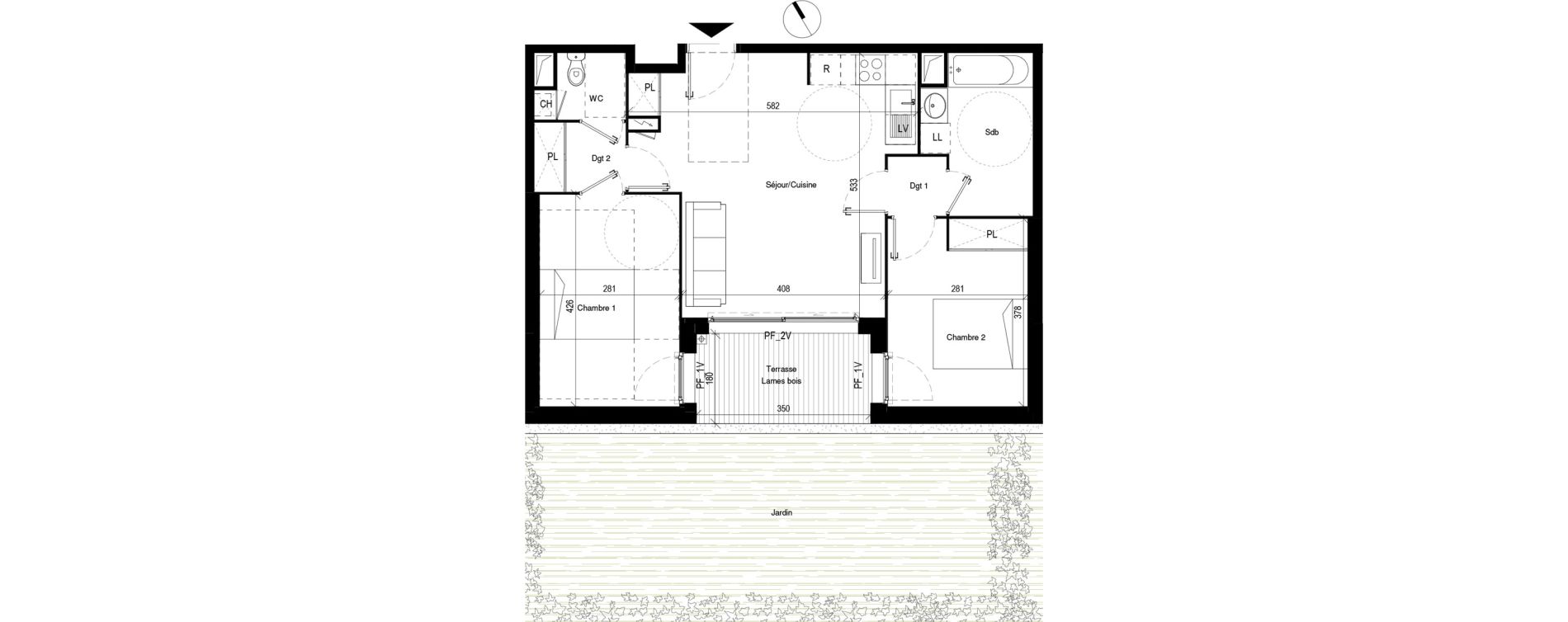 Appartement T3 de 60,52 m2 &agrave; Toulouse Les pradettes