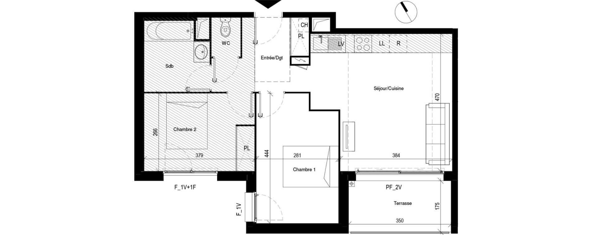 Appartement T3 de 55,91 m2 &agrave; Toulouse Les pradettes