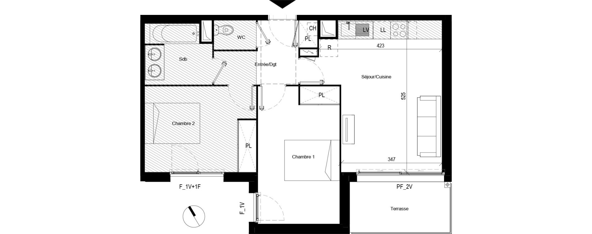 Appartement T3 de 56,43 m2 &agrave; Toulouse Les pradettes