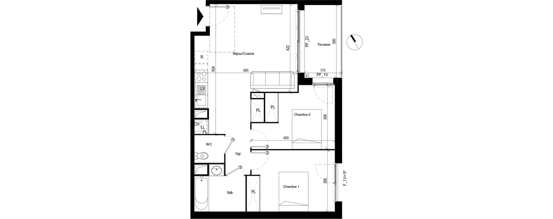 Appartement T3 de 56,82 m2 &agrave; Toulouse Les pradettes